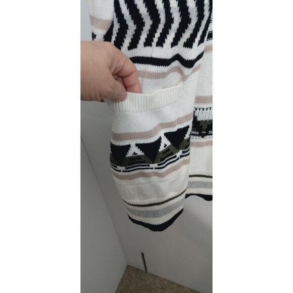 Express Women's Size Small Cardigan Sweater Duster Aztec White Cream - Picture 3 of 7